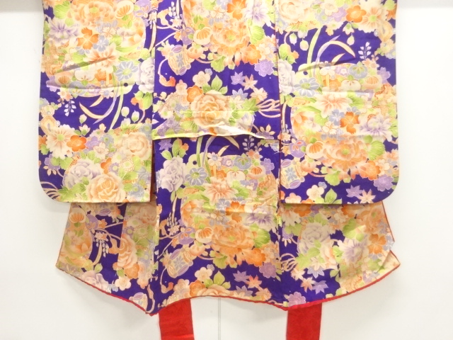 アンティーク　錦紗花薬玉模様着物